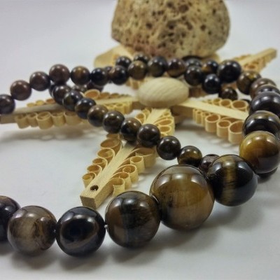 Colar clássico de bolas de Olho de Tigre