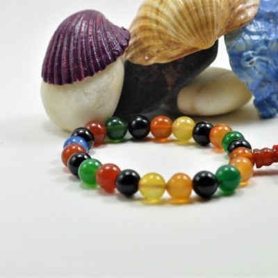 Pulseira Mala Tibetano de Ágatas Multicor