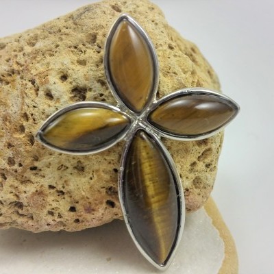 Pendente Cruz com Olho de Tigre