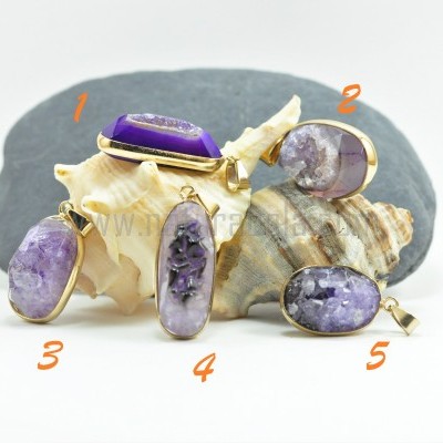 Pendentes Drusa de Ágata Lilás