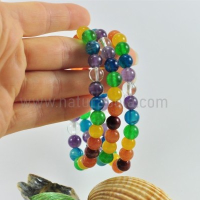 Pulseira Bolas 7 chakras 8mm