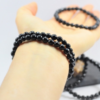 Pulseira Bolas Facetadas 4mm de Turmalina Negra EXTRA Pulseira Bolas Facetadas 4mm de Turmalina Negra EXTRA