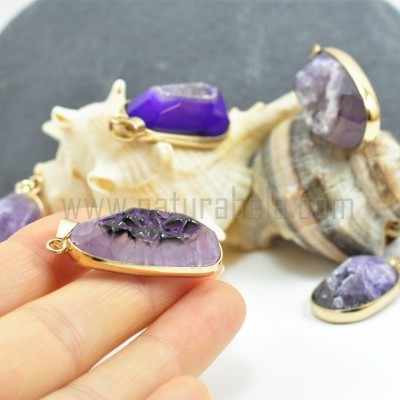 Pendentes Drusa de Ágata Lilás