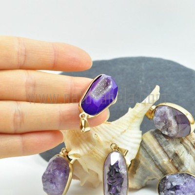 Pendentes Drusa de Ágata Lilás