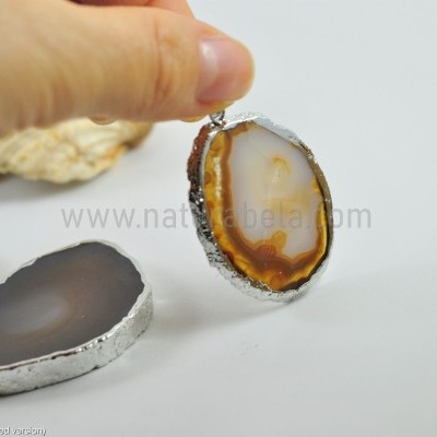 Pendente Chapa de Ágata em Prata 06 Pendente Chapa de Ágata em Prata 06