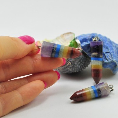 Pendente 7 Chakras Biterminado redondo Pendente 7 Chakras Biterminado redondo