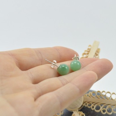 Brincos Bola Aventurina com fecho em PRATA Brincos Bola Aventurina com fecho em PRATA