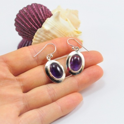 Brincos em Prata com Ametista EXTRA
