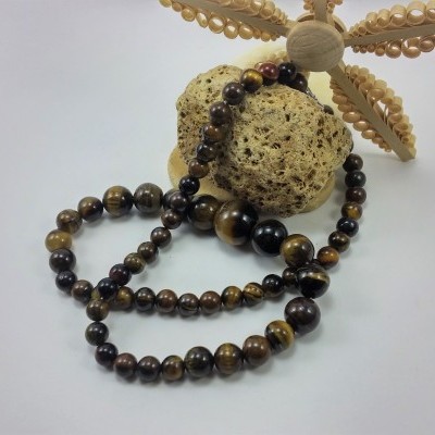 Colar clássico de bolas de Olho de Tigre