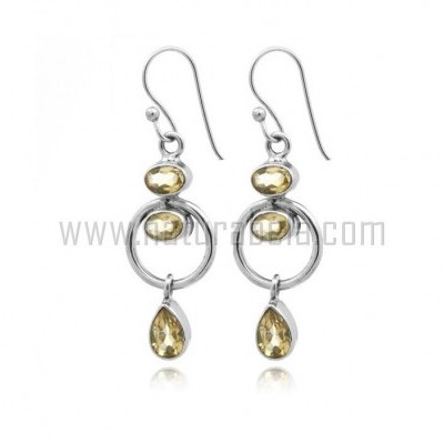Brincos em prata com Citrino