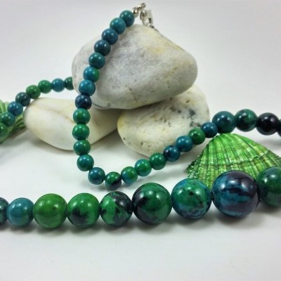 Colar clássico de bolas de Crisocola