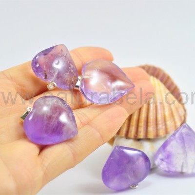 Pendente coração de Ametista clara