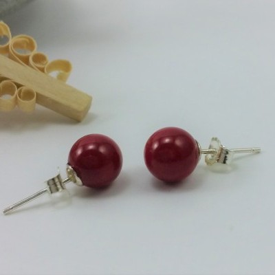 Brincos Bola Coral com fecho em PRATA