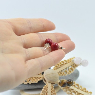 Brincos Bola Coral com fecho em PRATA