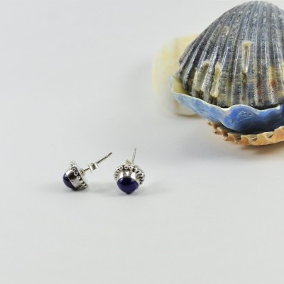Brincos "vintage" em prata com pedra Lapislázuli