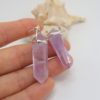 Pendente Ametista biterminado em PRATA 925 Pendente Ametista biterminado em PRATA 925
