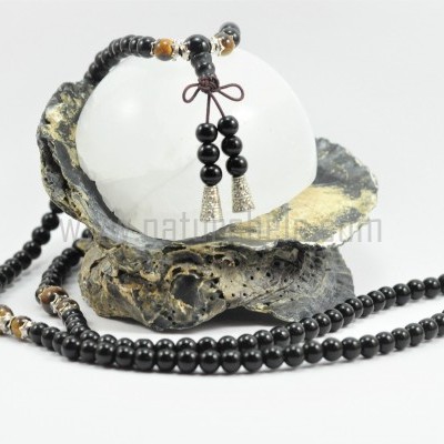 JapaMala de Obsidiana negra e Olho de tigre