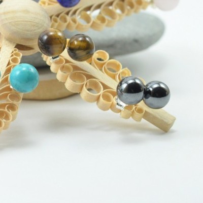 Brincos Bola Hematite com fecho em PRATA