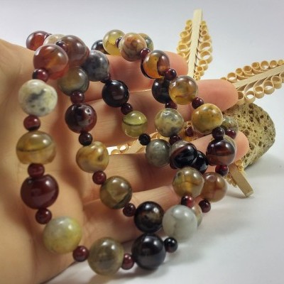 Colar comprido Rústico de Ágata e Jaspe Colar comprido Rústico de Ágata e Jaspe