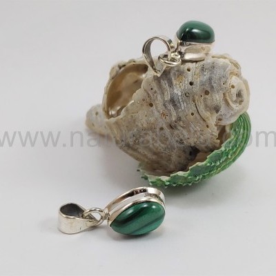 Pendente em Prata com Malaquita "gota"