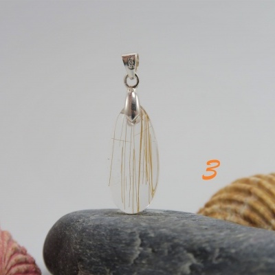 Pendente Quartzo Rutilado com aro em Prata