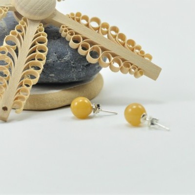 Brincos Bola Calcita com fecho em PRATA