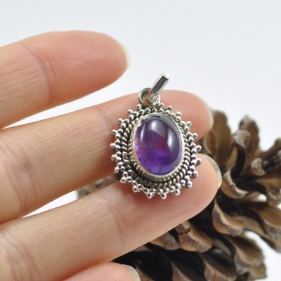 Pendente em Prata com gema Ametista