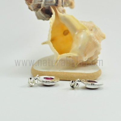 Brincos em Prata com Rubi