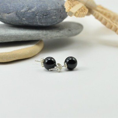 Brincos Bola Onix com fecho em PRATA