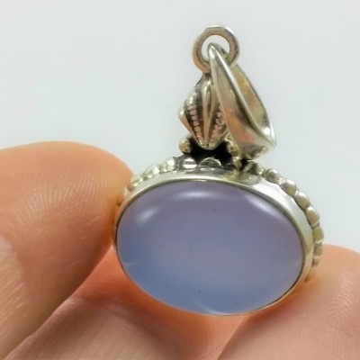 Pendente em prata com Calcedónia Azul
