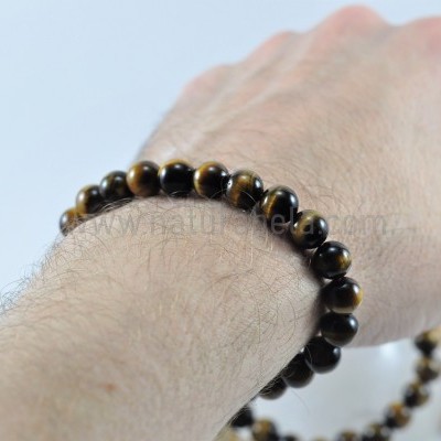 Pulseira de Bolas de Olho-de-Tigre