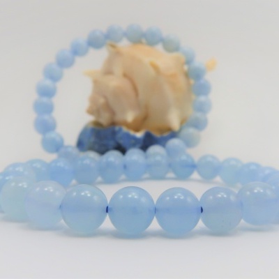 Pulseira bolas 8mm de Água Marinha