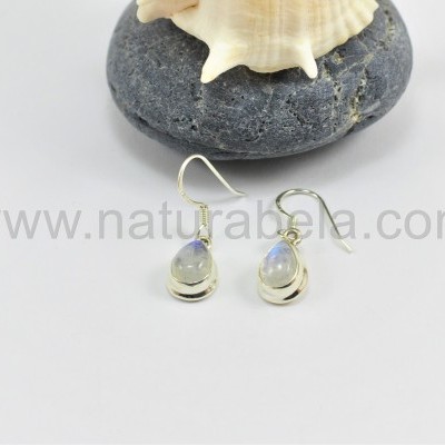 Brincos Lágrima em Prata com Pedra da Lua