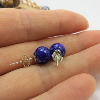 Brincos Bola Lapislazuli com fecho em PRATA Brincos Bola Lapislazuli com fecho em PRATA