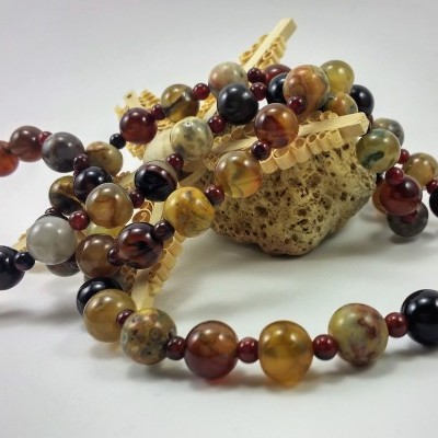 Colar comprido Rústico de Ágata e Jaspe Colar comprido Rústico de Ágata e Jaspe