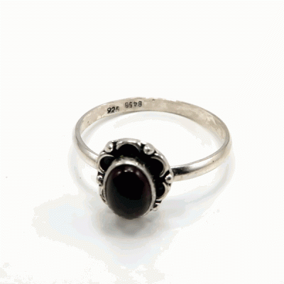 Anel Prata Flor com Granada Anel Prata Flor com Granada