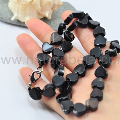 Colar Corações de Ágata negra