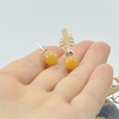 Brincos Bola Calcita com fecho em PRATA