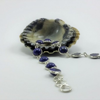 Pulseira em Prata com Lápis-Lazúli