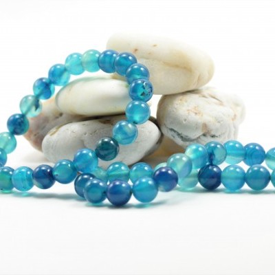 Pulseira de bolas Ágata Azul Pulseira de bolas Ágata Azul