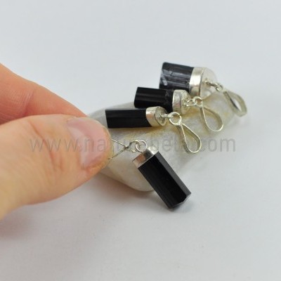 Pendente em Prata Turmalina Negra em Bruto (pequeno)