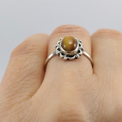 Anel em Prata com Olho de Tigre