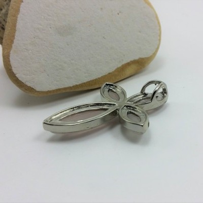 Pendente Cruz com Quartzo Rosa