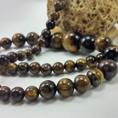 Colar clássico de bolas de Olho de Tigre