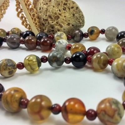 Colar comprido Rústico de Ágata e Jaspe Colar comprido Rústico de Ágata e Jaspe