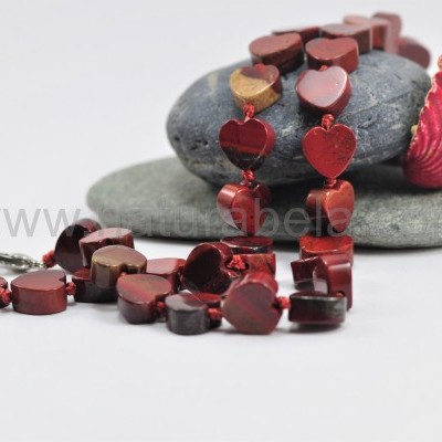 Colar Corações de Jaspe Vermelho
