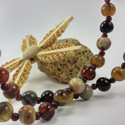 Colar comprido Rústico de Ágata e Jaspe Colar comprido Rústico de Ágata e Jaspe