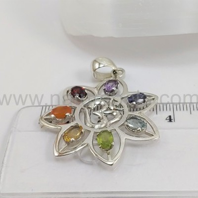 Pendente MANDALA OM prata com chaKras