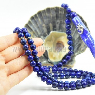 Japamala de LapisLazuli 8mm com símbolo OM Japamala de LapisLazuli 8mm com símbolo OM
