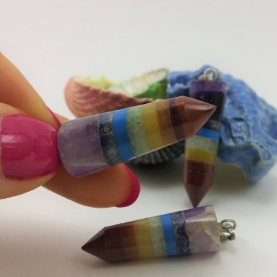 Pendente 7 Chakras Biterminado redondo Pendente 7 Chakras Biterminado redondo